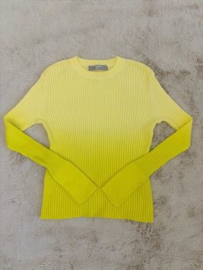 8 Seconds Neon Ombre Yellow Ribbed Knit Sweater Top Size S Korean Brand